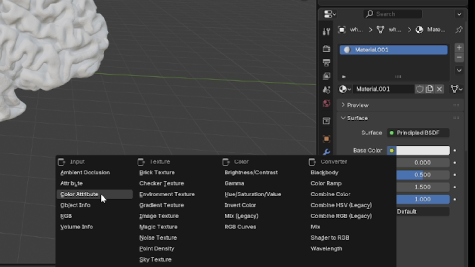 Setting color attribute - Attribute node
