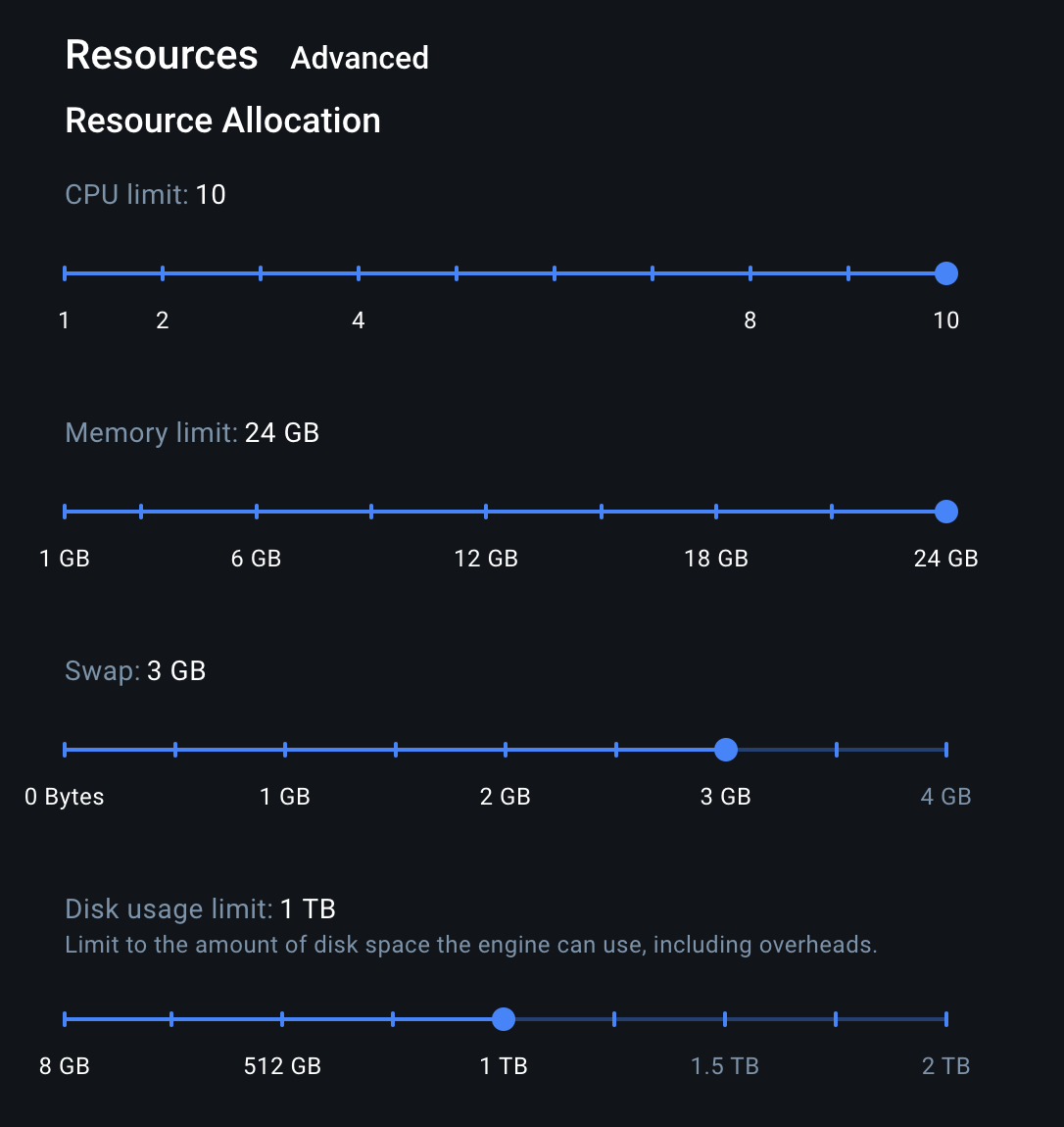 Docker Settings on Apple