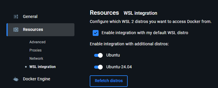 Docker Settings on Windows