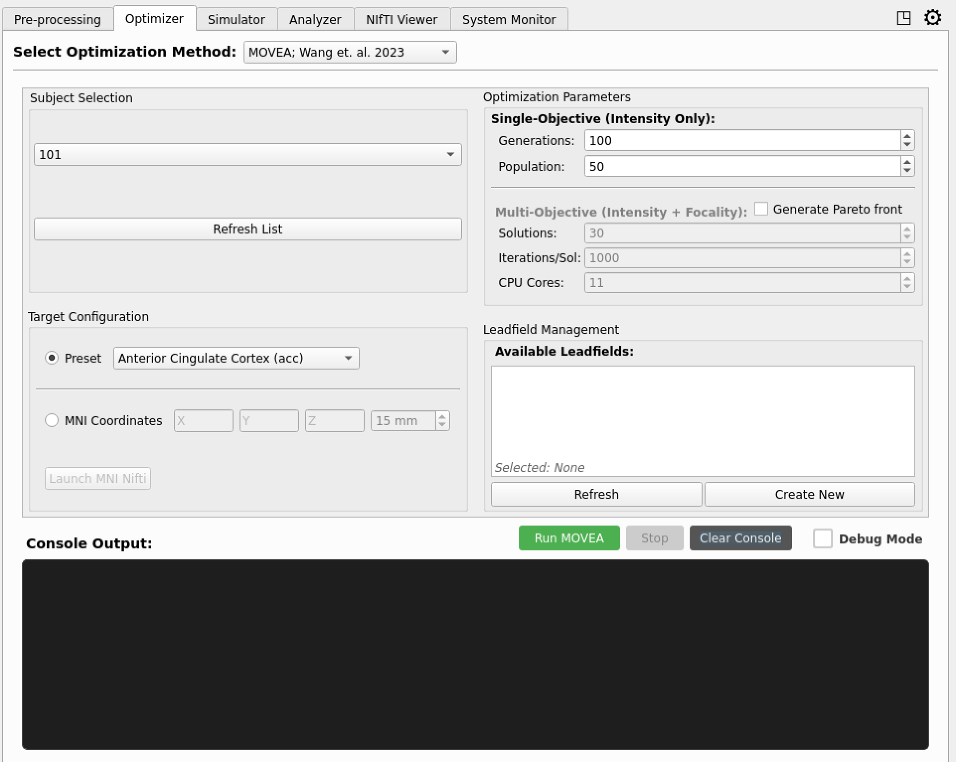 MOVEA Optimization Interface